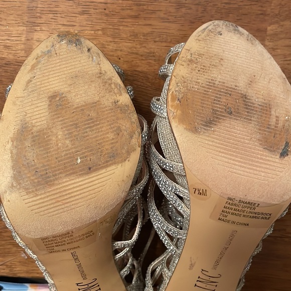 INC Champagne Glitter🥂 Booties 4 “ heels worn 1 hour At Wedding $119 - Picture 8 of 8